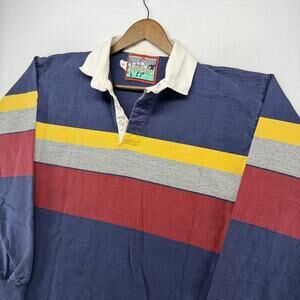 Vintage Thornton Bay Rugby Shirt Men's Large Blue Heavyweight Colorblock Soccer